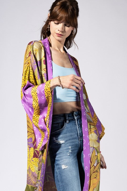 Saffron Violet Jungle Kimono