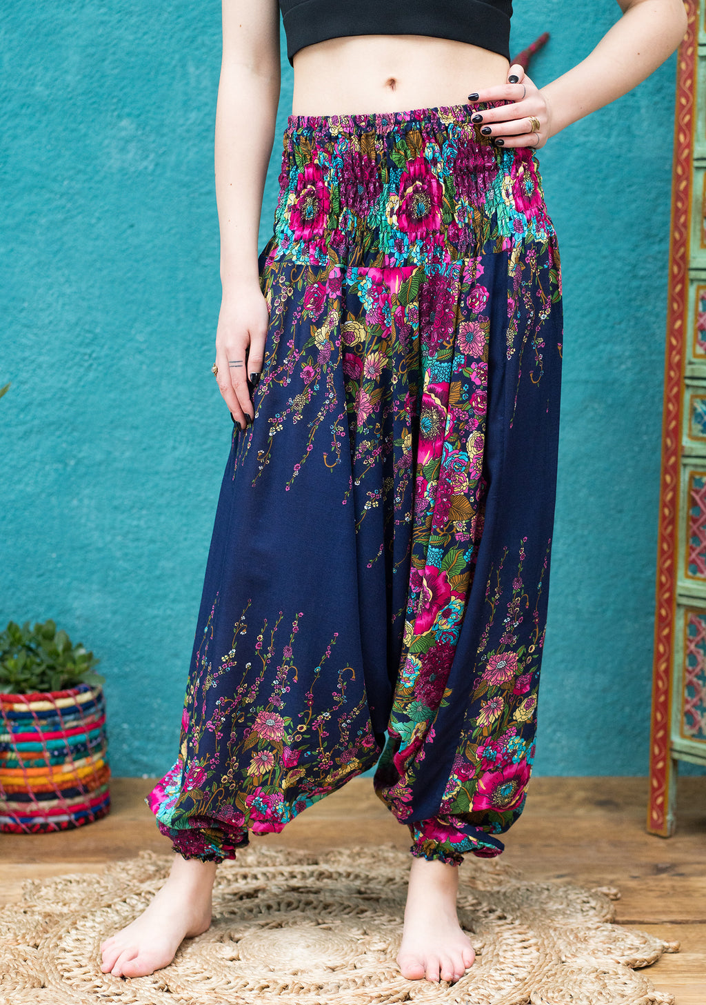 Floral Print Low Cut Trouser - One Sz
