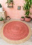 Birva Jute Rug with Natural Border 5ft  Turq