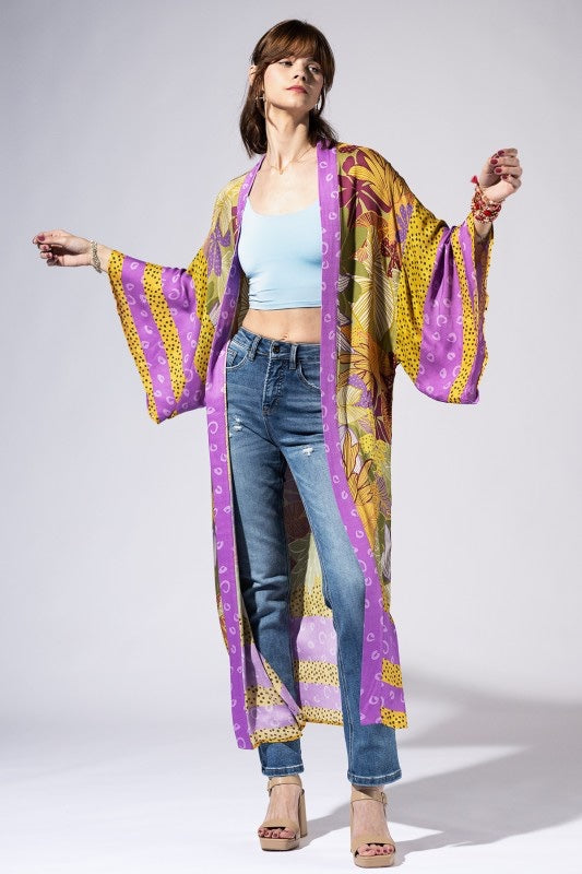 Saffron Violet Jungle Kimono