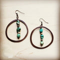 Copper Hoop Earrings Turquoise & Wood