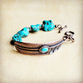 Chunky Turquoise Feather Beaded Bracelet