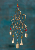 Recycled Iron Wind Chime w Bells and Beads
