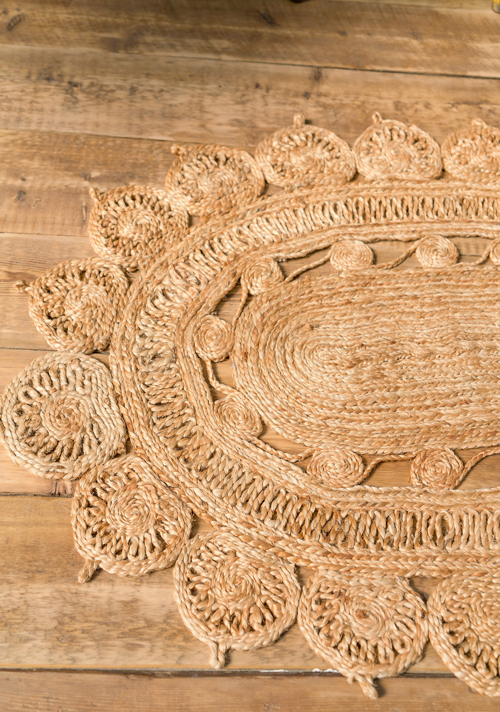 Kavali Oval Jute Braided Open Weave Rug 90x150cm
