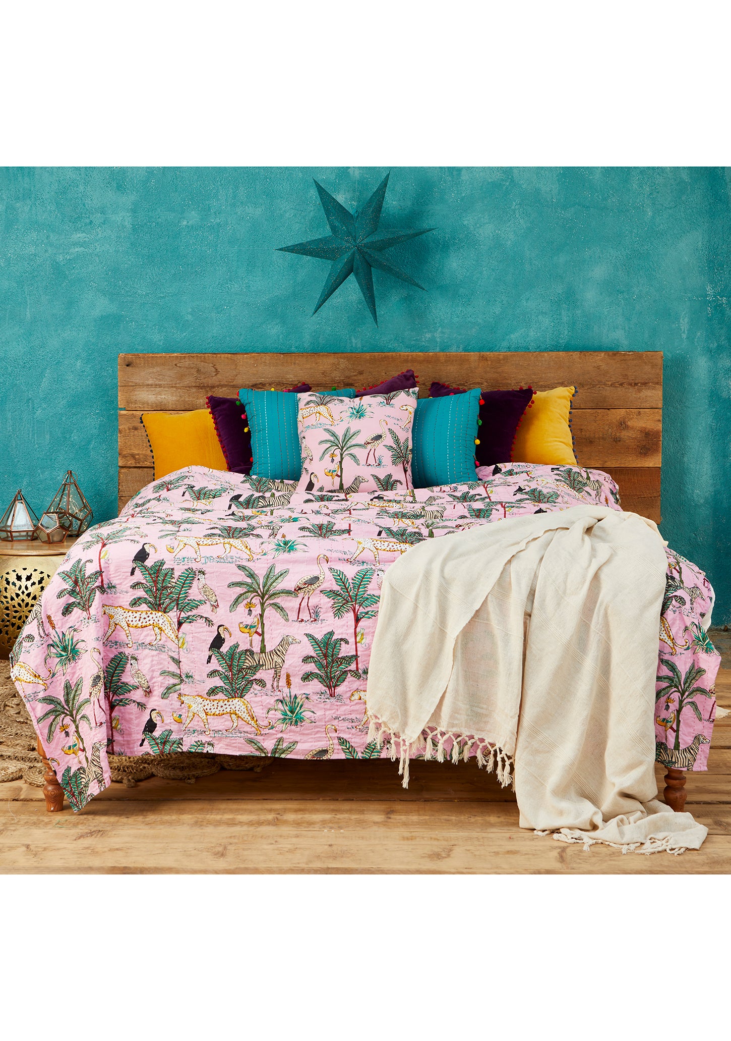 Jungle Print Kantha Bed Throw PK - 200x230cm