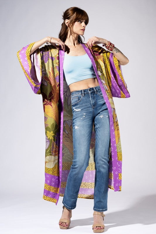 Saffron Violet Jungle Kimono