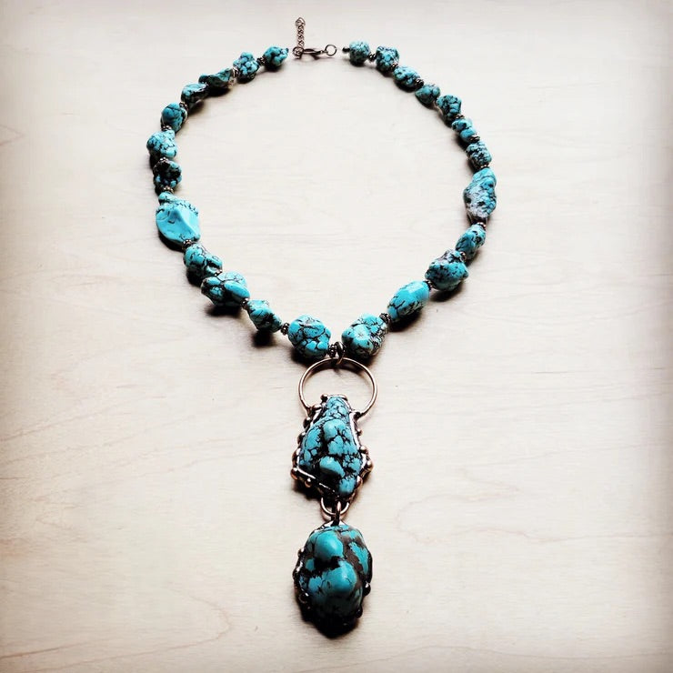 Blue Turquoise Necklace w/soldered Turq Pendant
