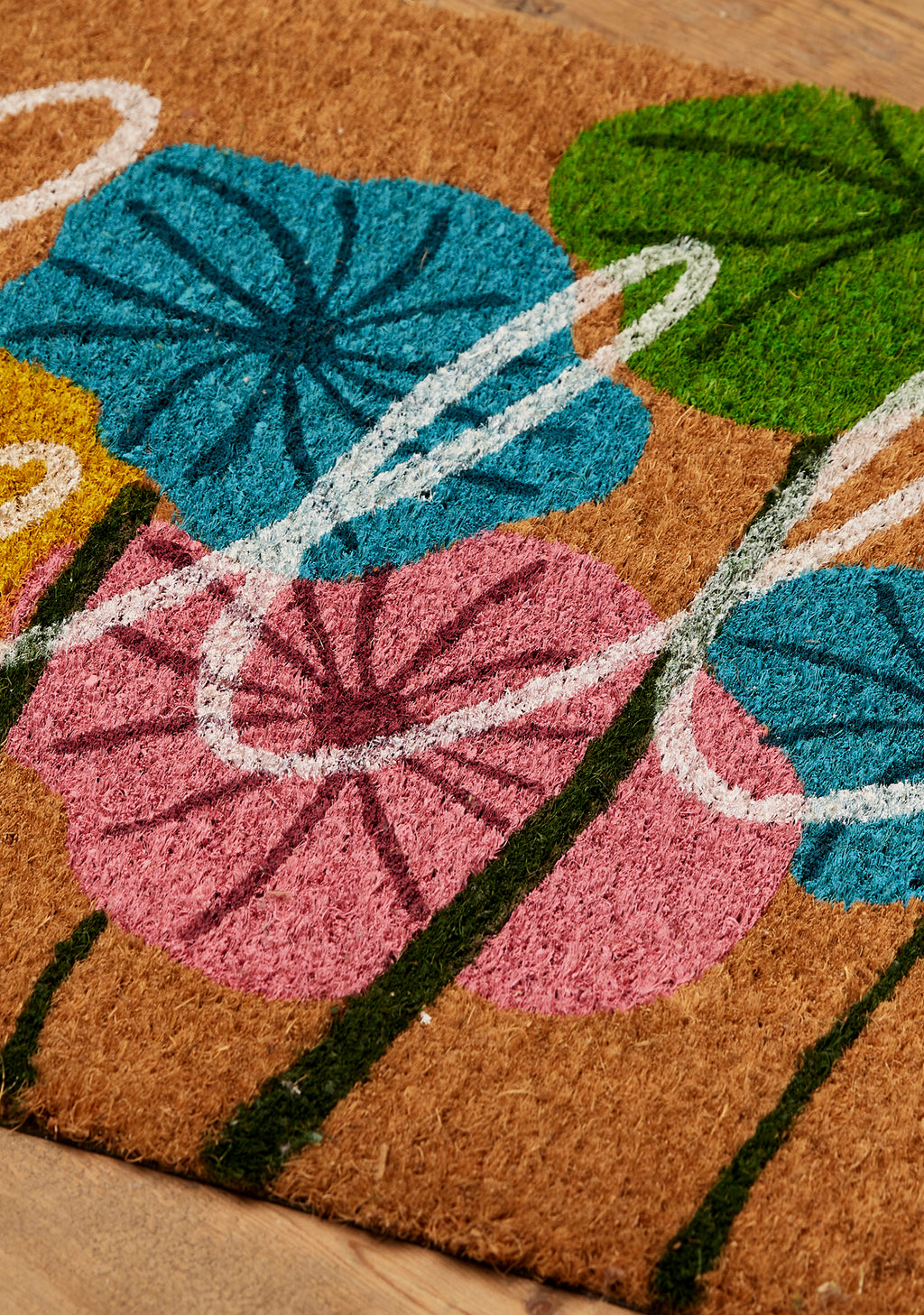 Hello Floral Coir Doormat