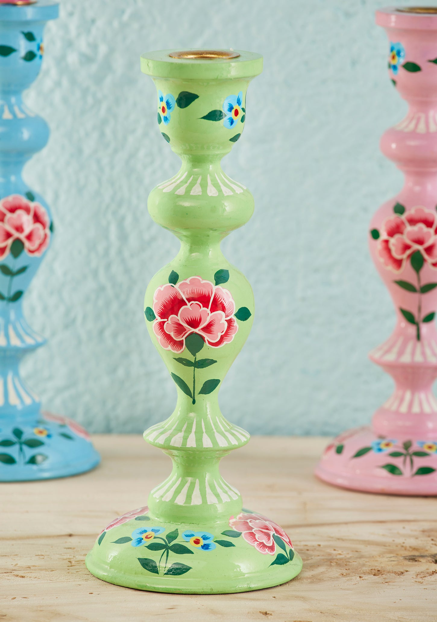Chrysanthemum XL Hand Painted Candlestick - GR