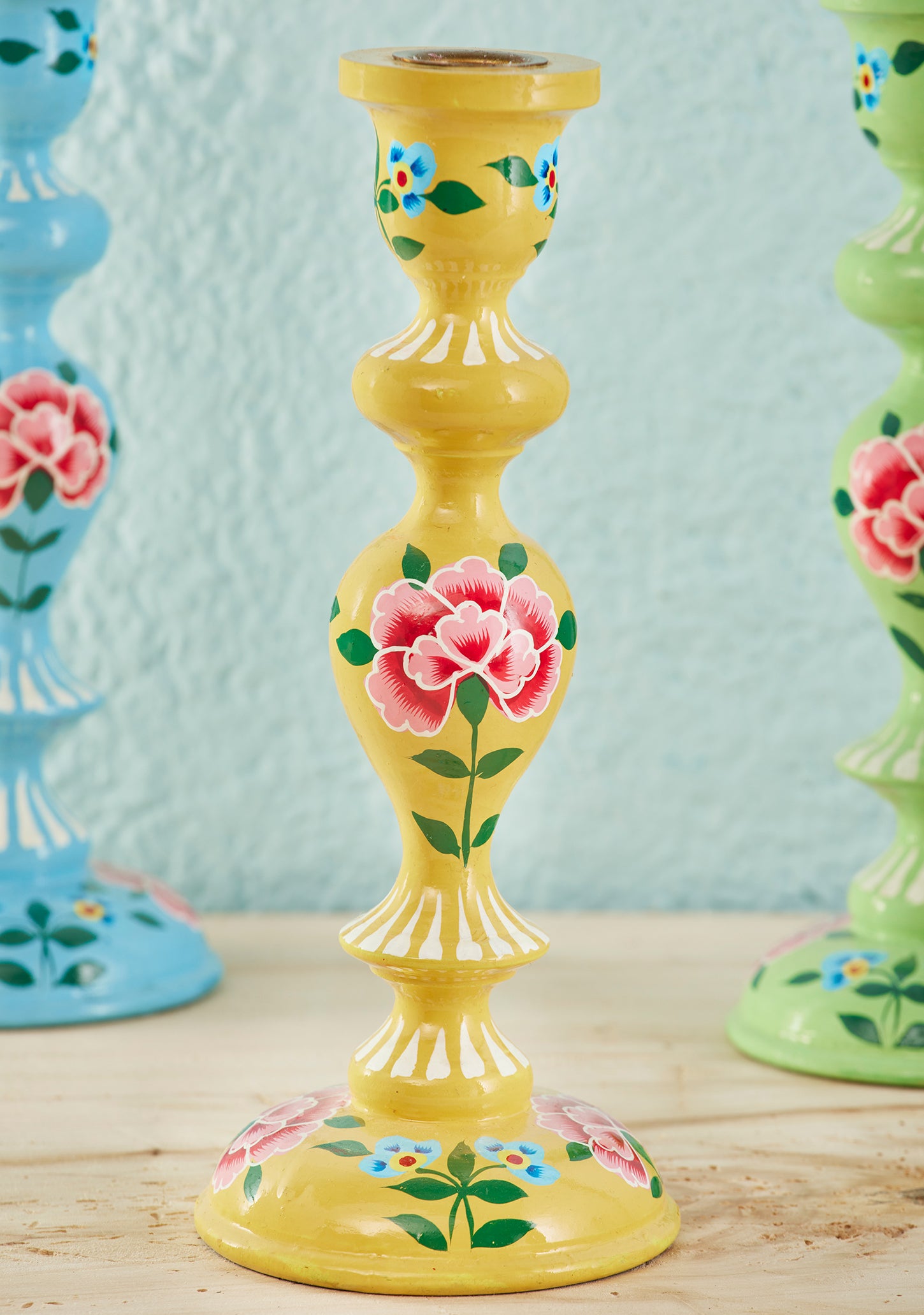 Chrysanthemum XL Hand Painted Candlestick - YL
