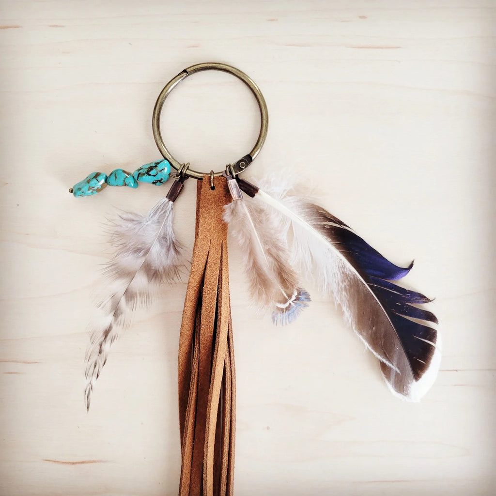 Boho Western Boot Bling Charm w Leather Fringe