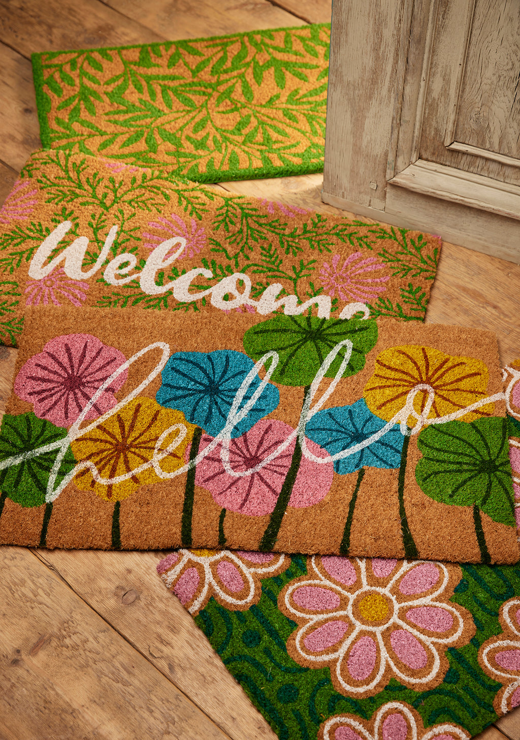 Hello Floral Coir Doormat