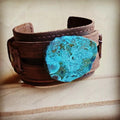 Leather Turq leather wrist band