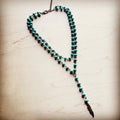 Double Strand Lariat Turquoise Necklace w Copper Feather