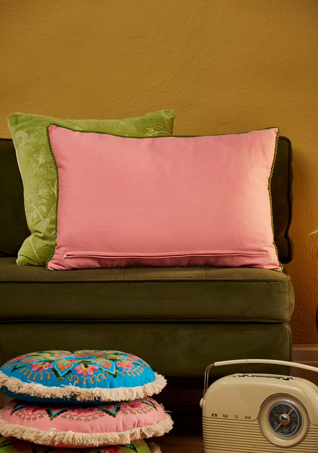 Rose Garden Embroidered Cushion Cover 60x40cm