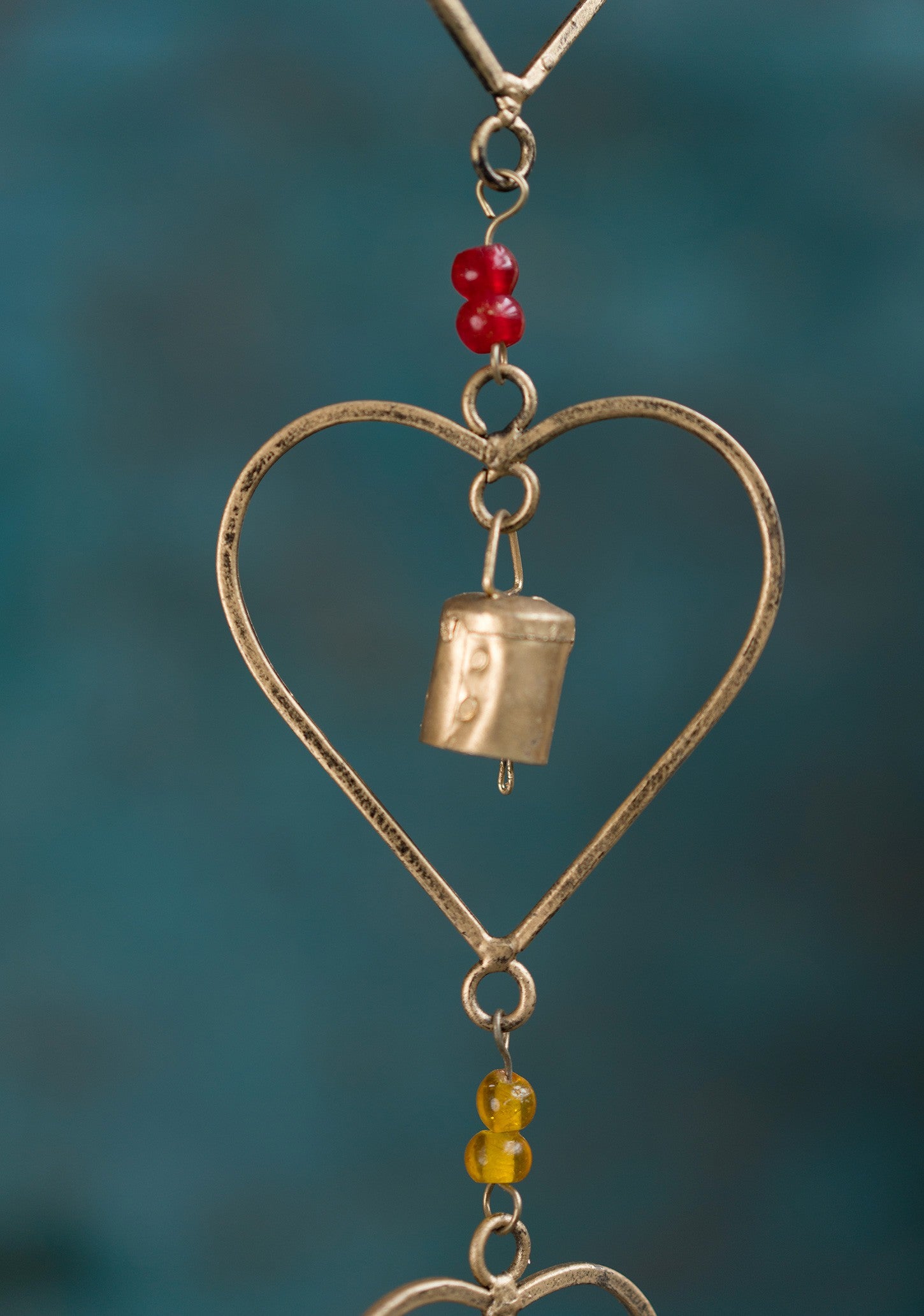 Recycled Iron Wind Chime w Bells and Beads