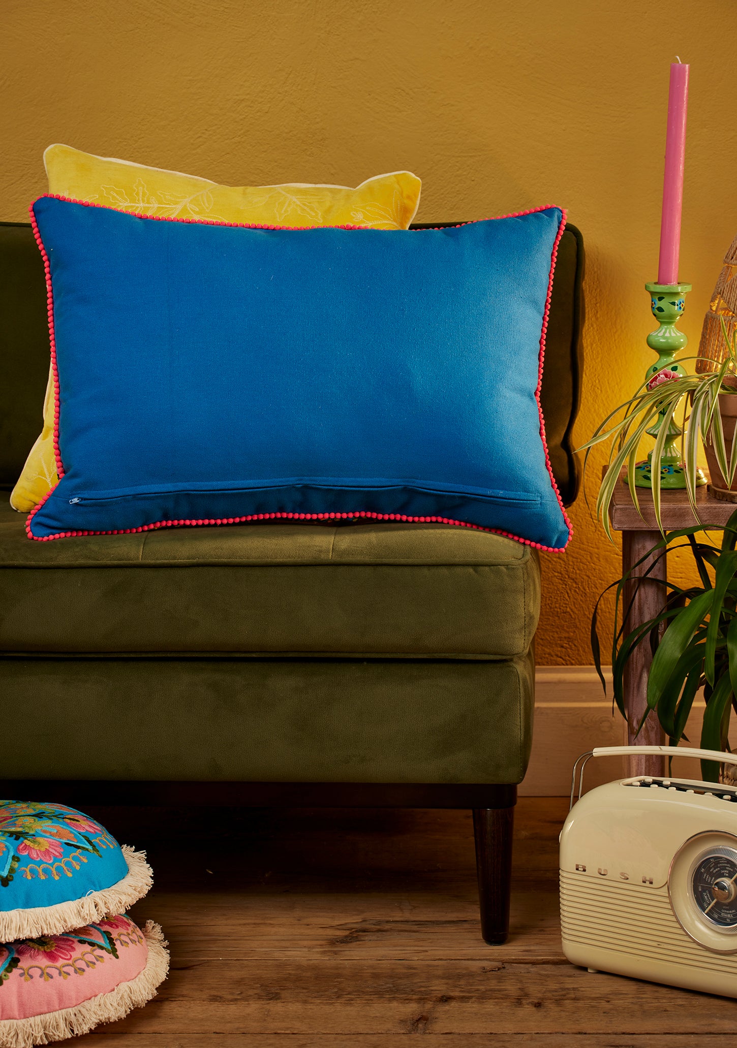 Country Garden Embroidered Cushion Cover 60x40cm