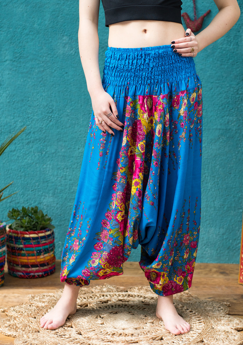 Floral Print Low Cut Trouser - One Sz